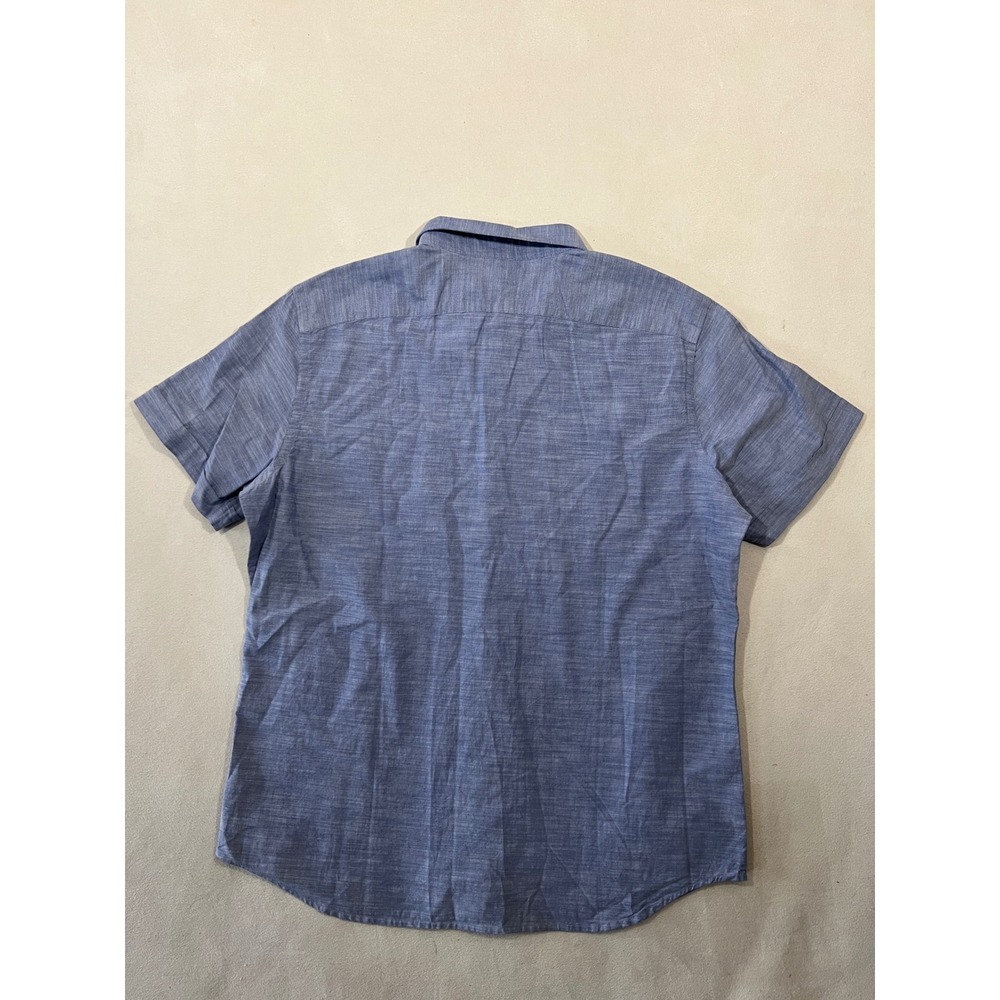 Banana Republic Mens XL Blue SS Bellevue Solid Lyme Bay Cotton Button Down Shirt - Picture 2 of 8